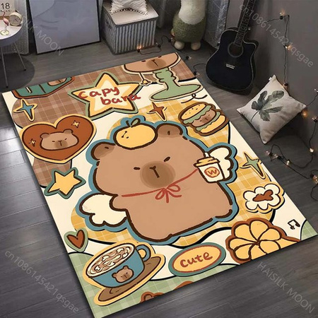 UQIDEHOME Capybara Cartoon Teppich Rutschfeste Bodenmatte aus Polyester, B/T: 60 x 40 cm, Mehrfarbig