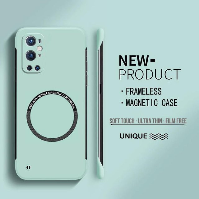 Ultradünne magnetische Handyhülle aus Hart-PC für OnePlus 9, 9 Pro, 9R, 8T und 8 in Mintgrün mit mattem Finish und rahmenlosem Design - Bild 1