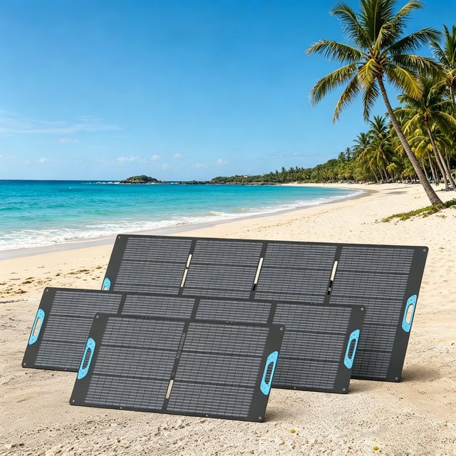 E-POWO Faltbares Solarpanel Tragbares Solarladegerät mit 23% Effizienz in Schwarz - Bild 1