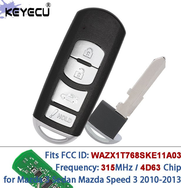 KEYECU Smart Remote Key Fob für Mazda 3 Limousine und Mazda Speed 3 (2010-2013), 315 MHz, 4D63 Chip, Schwarz - Bild 1