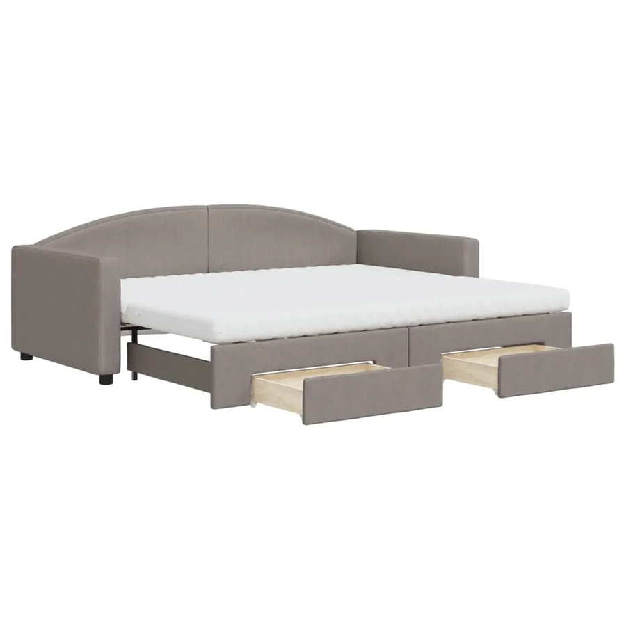 vidaXL Tagesbett ausziehbar mit Schubladen in Taupe, gepolstert mit Stoff und Schaumstoff, B/T/H: 223 x 90 x 75 cm - Bild 2