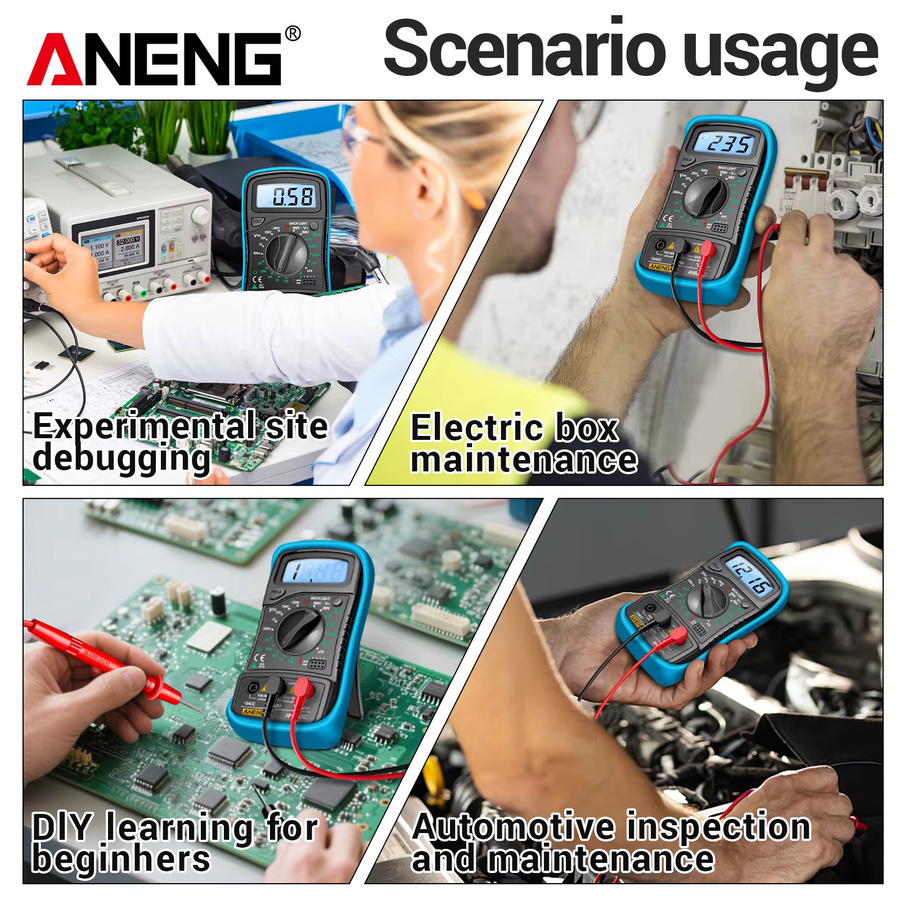 ANENG AN8205C Digitales Multimeter 600V AC DC 10A mit Hintergrundbeleuchtung in Blau für Heimwerkstatt und Autoelektrik - Bild 3