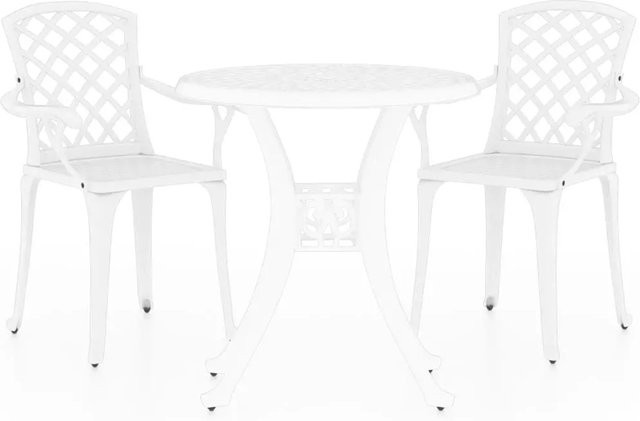 vidaXL 3-teiliges Bistro-Set aus Aluminiumguss in Weiß für den Außenbereich - Bild 1