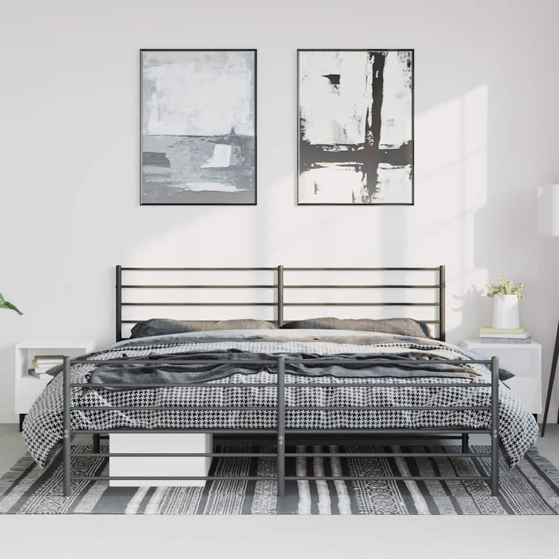 Vidaxl Metall-Bettgestell mit Kopfteil und Fußteil in Schwarz, B/T/H: 183 x 213 cm - Bild 4