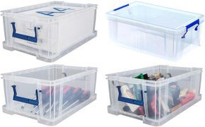 Fellowes ProStore Aufbewahrungsboxen 4er-Set, 10 Liter, transparent klar, aus stoßfestem Kunststoff - Bild 1