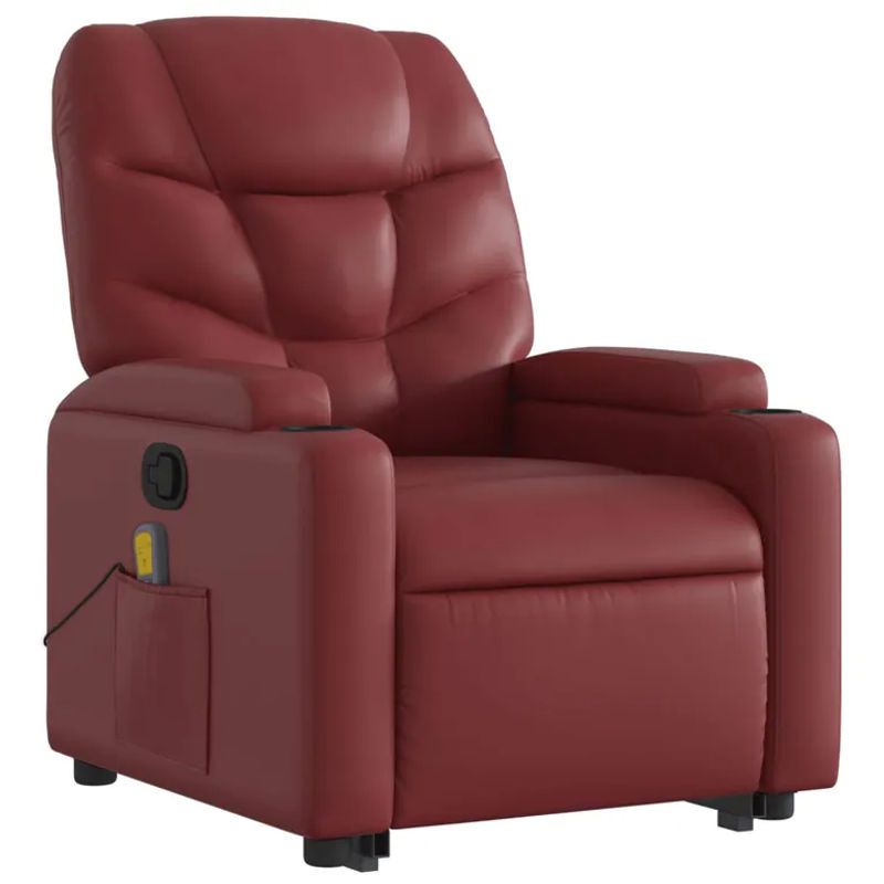 Vidaxl Relaxsessel Aufstehhilfe Massagesessel aus Kunstleder in Rot - Bild 2