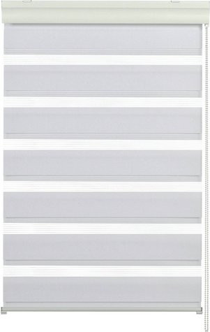 Gardinia Doppelrollo Day & Night, gestreift, Weiß, B: 80 cm, H: 160 cm, Polyester - Bild 1