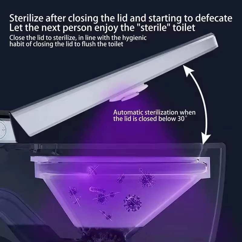 Tragbarer UVC-Toilettensterilisator mit LED-Schüssellicht, USB wiederaufladbare UV-Lampe für Badezimmer und Reisen, Weiß - Bild 5