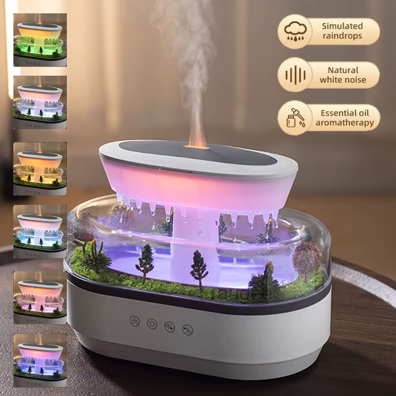 VENUSWING Aromatherapie-Diffusor mit simulierten Regentropfen und Musik in Waldgrün - Bild 2