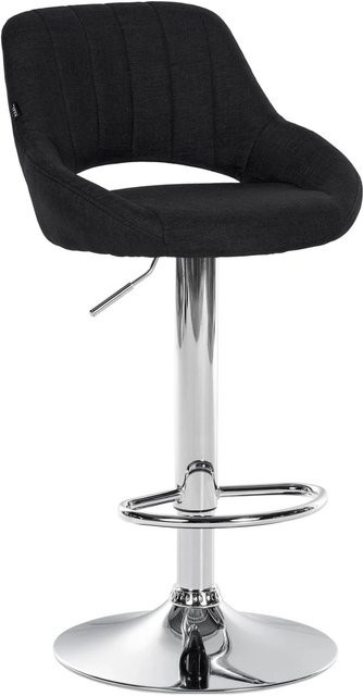 DELUKE Barhocker SEGAD mit Lehne, Stoff und Metall, Schwarz/Silber, B/T/H: 46,5 x 48 x 85 cm - Bild 1