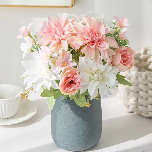 ZQCY Künstliche Seidenblumen Dahlie und Pfingstrose für Hochzeitsdeko und Tischdekoration, 2er Pack - Bild 1