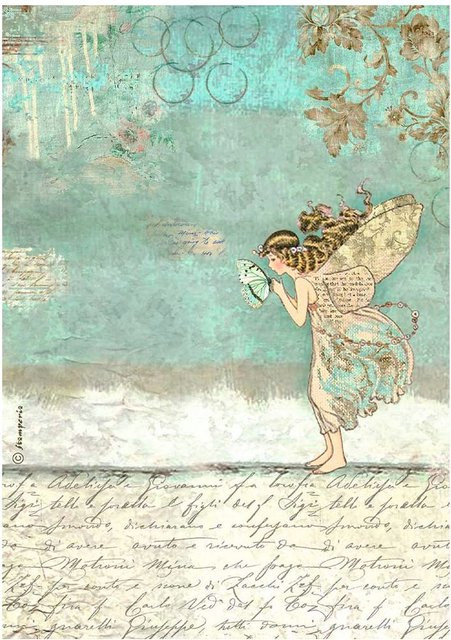 Stamperia Motiv-Strohseide Wonderland Fairy in Multicolor, Format A4 - Bild 1