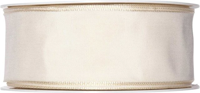 Halbach Drahtkantenband aus Acetat in Creme mit einer Breite von 4,0 cm und einer Länge von 5 m - Bild 1