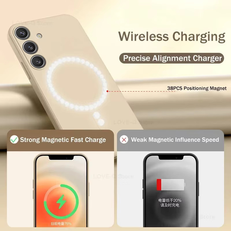 Samsung MagSafe Magnetische Silikon Hülle für Galaxy S25 S24 S23 Ultra Plus FE in Weiß - Bild 3