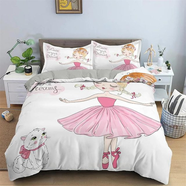 Ballerina Bettwäsche-Set mit Ballerina-Motiv in Champagner und Umbra, 2-teilig, B/H: 140 x 210 cm - Bild 1