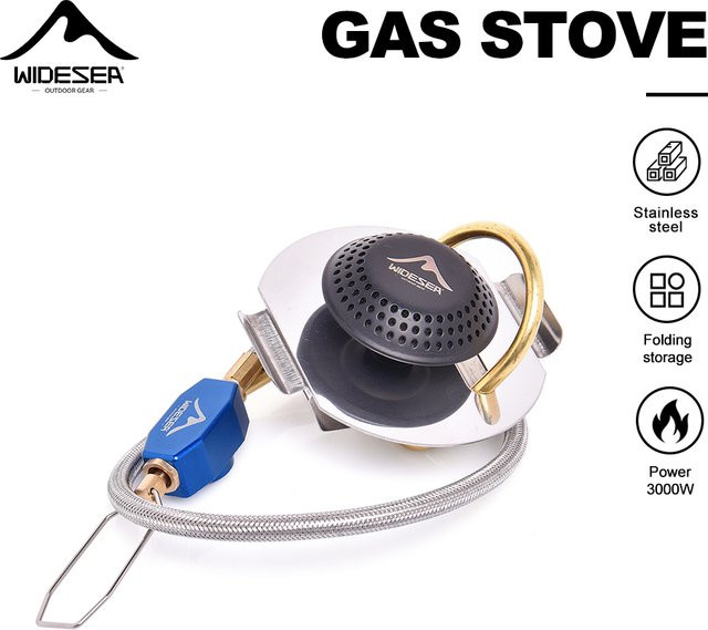 Widesea Tragbarer Camping-Gaskocher 3000W, Faltbarer Ultraleichter Rucksackbrenner in Silber für Outdoor-Kochen, Wandern und Picknick - Bild 1