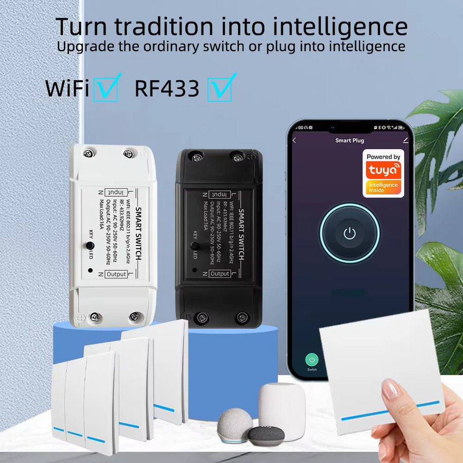 Tuya WiFi Smart Switch 16A mit RF 433MHz Unterstützung, weißer WLAN Schalter kompatibel mit Smart Life App, Amazon Alexa und Google Assistant für deine Hausautomation - Bild 2