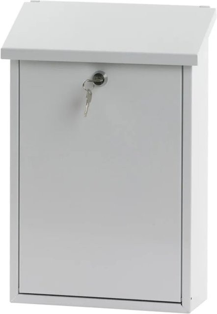 PROREGAL Wandbriefkasten Toledon mit Schrägdach und Zylinderschloss in Weiß, H x B x T: 40 x 27 x 12 cm - Bild 1