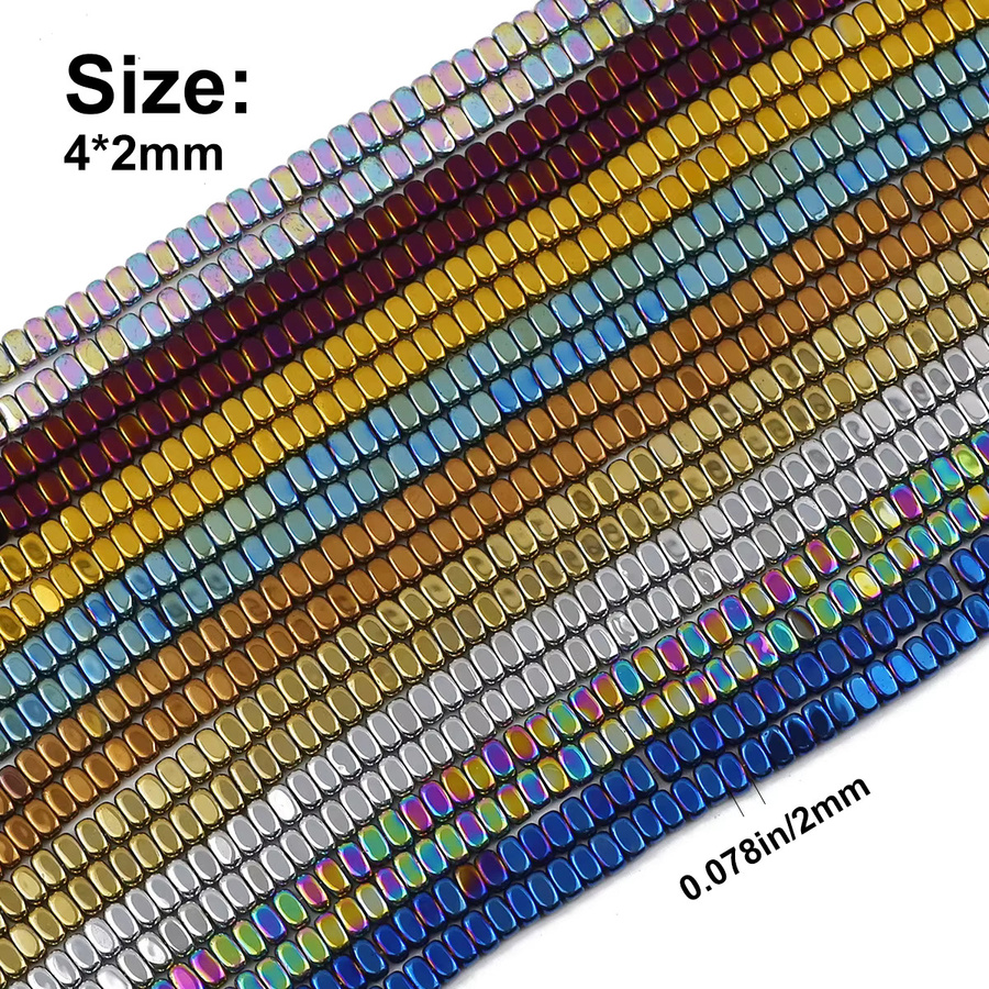 ZHBES Hämatit Naturstein Perlen, quadratisch, 4x2mm - Bild 4