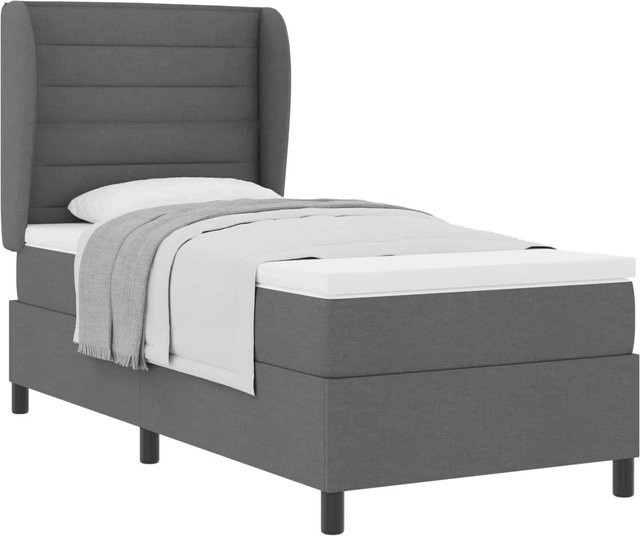 vidaXL Boxspringbett mit Matratze in Dunkelgrau, B/T/H: 80 x 200 x 83 cm - Bild 1