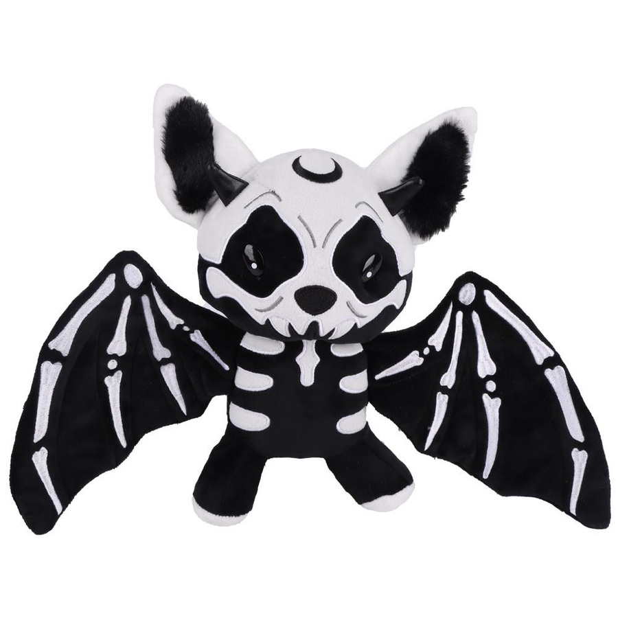 BOOKFONG Halloween Zweifarbiges Skelett Fledermaus Plüschtier 28cm schwarz - Bild 3