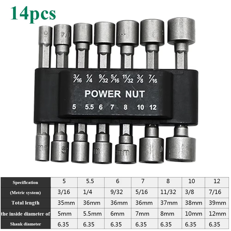 SLADE Hex-Buchsen-Set mit 9/14/23 Teilen, Sechskant-Hülsendüsen und Mutternschrauber-Bits für Power-Muttern, 5mm bis 13mm - Bild 2