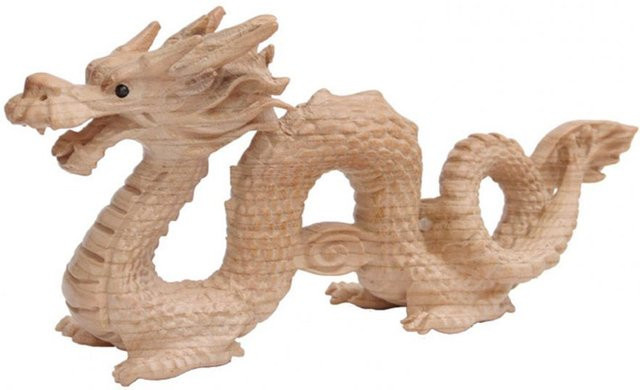 Yiran Health & Beauty Chinesische Drachenfigur aus Pfirsichholz in Braun als Glücksbringer und Tischdekoration - Bild 1