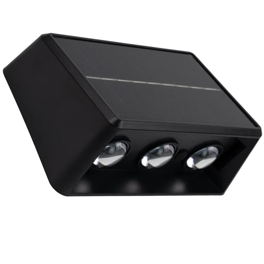 6er-Set LUXULA Solar Wandleuchten mit 3 LED-Flammen, Up/Down Licht, CCT Warm- und Kaltweiß 3000-6500K, Akku Außenleuchten für Garten und Terrasse, Schwarz, IP54 wetterfest - Bild 2