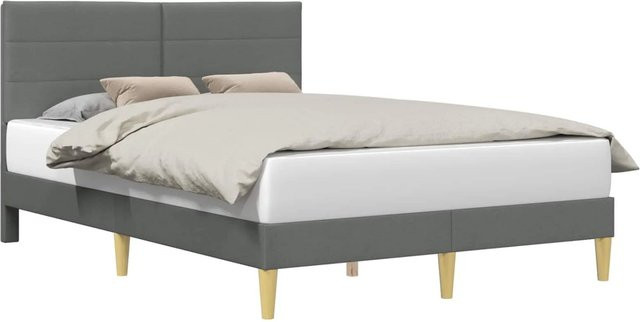 vidaXL Bettrahmen mit Kopfteil in Dunkelgrau aus Stoff und Holz, B/T/H: 124 x 190 x 124 cm - Bild 1