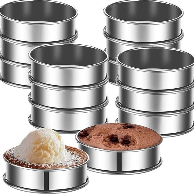 FEB.WIND 12er Pack Crumpet-Ringe aus Edelstahl in Silber, runde Antihaft-Backformen für Kuchen und Kekse - Bild 1