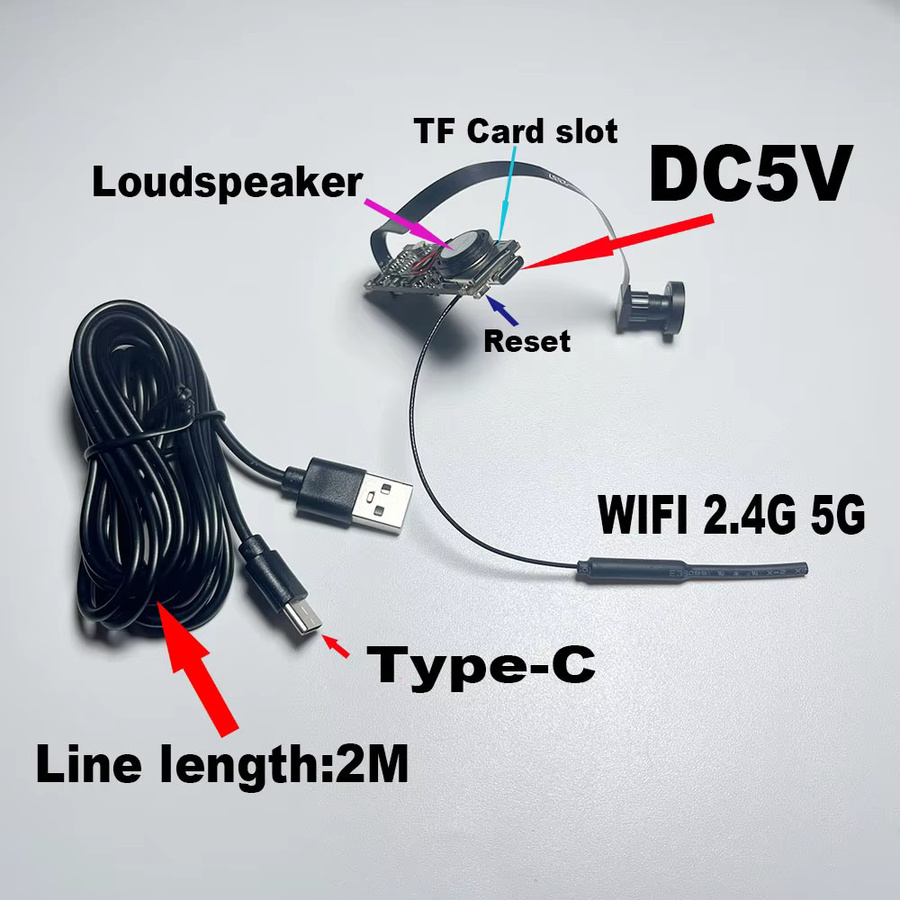 Tuya Mini WLAN-PCB-Kamera für Innenräume, 3MP Weitwinkel 2,1mm, Onvif-kompatibel, mit integriertem Audio und TF-Kartenslot, Schwarz - Bild 3