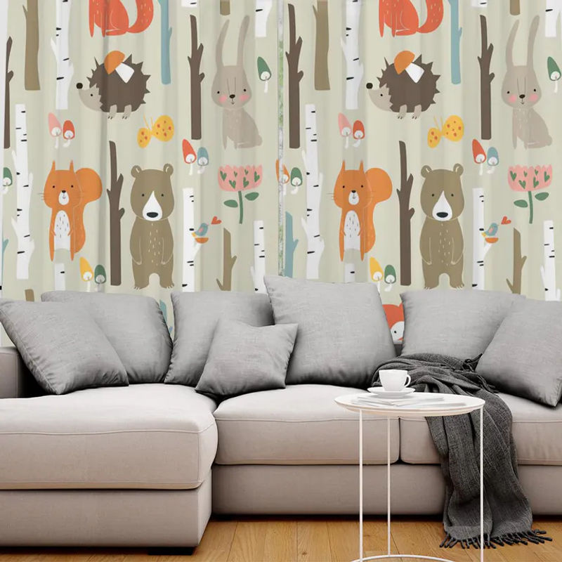 Super Six Dekorative Kinder Vorhänge mit Wald Tier Motiv in Multicolour, Breite: 135 cm, Höhe: 92 cm - Bild 3