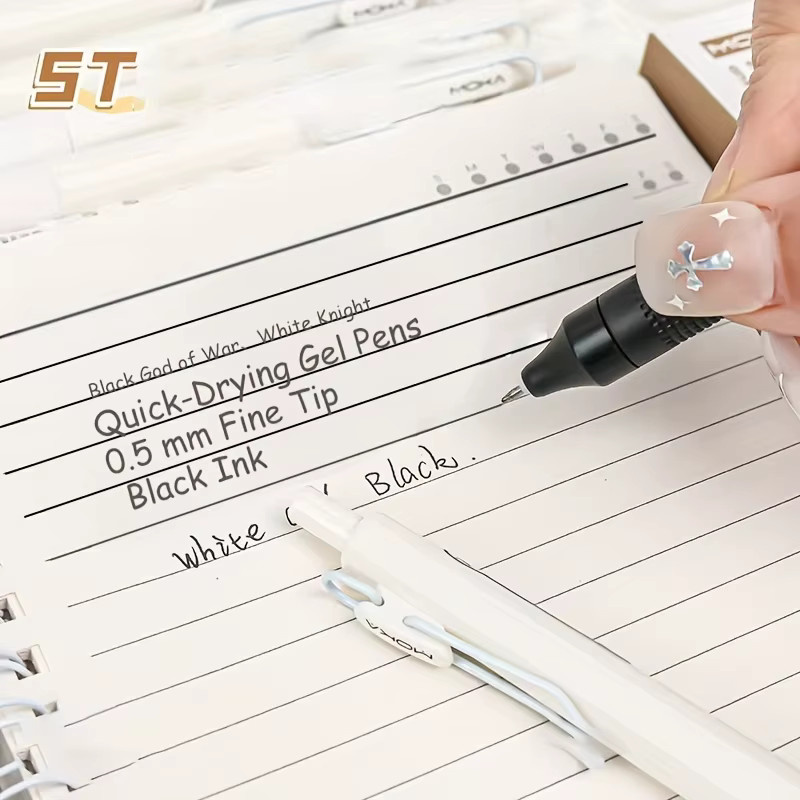 6er-Pack Gelstifte mit feiner Spitze 0,5 mm, schwarze Tinte, verschmierfrei und ideal für Journaling und Notizen - Bild 6