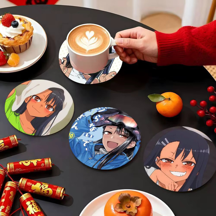 Nagatoro Hayase Anime-Charakter Untersetzer aus Holz, rund, Durchmesser: 10 cm, braun/mehrfarbig - Bild 3
