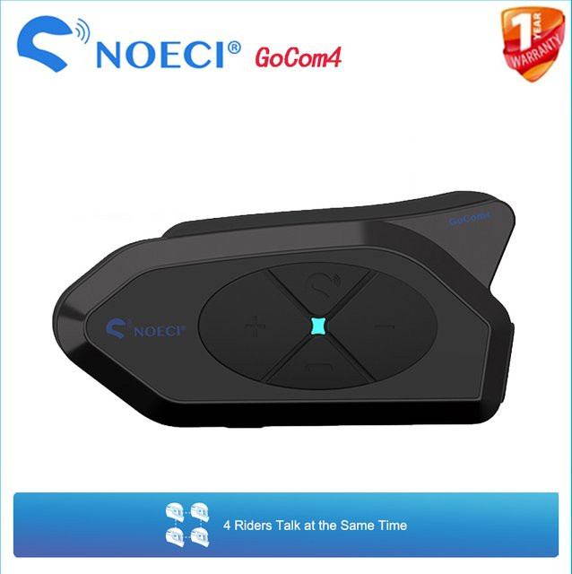 NOECI GOCOM4 Motorrad-Gegensprechanlage mit Bluetooth 5.1, Helm-Headset für 4 Fahrer, Musik-Sharing, 1500 m Reichweite, Farbe: Schwarz - Bild 1