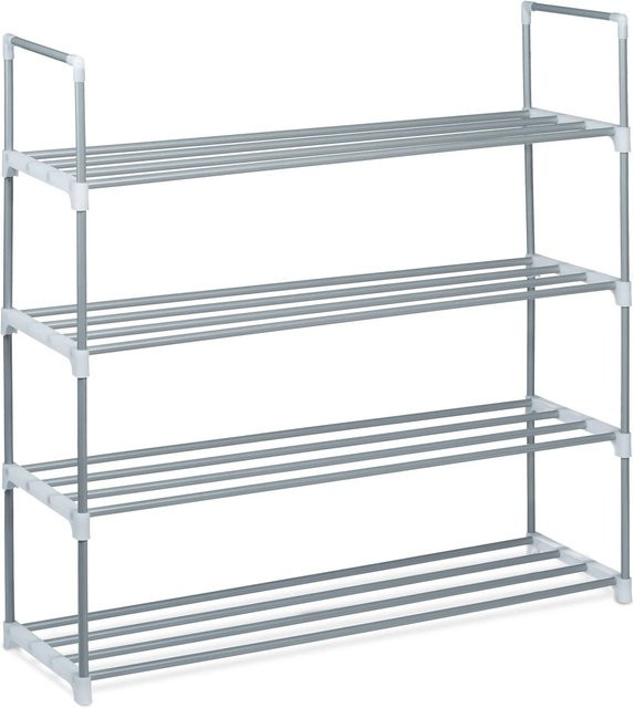 Relaxdays Schuhregal aus Metall in Silber mit Stecksystem, B/H/T: 90 x 93 x 31 cm - Bild 1