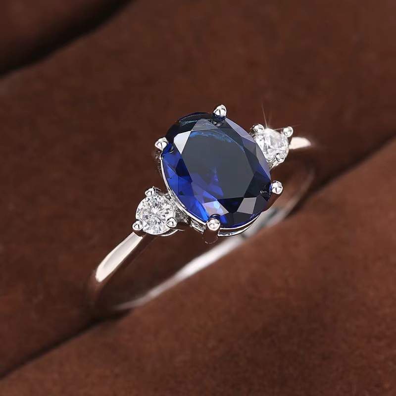 Huitan Ringe, Silber, blaue Zirkonia, Damen - Bild 2