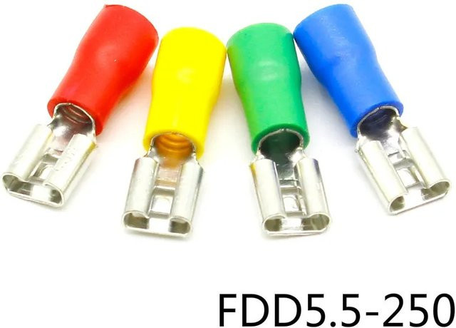 ELECAPITAL 100 Stück FDD5.5-250 Weibliche Isolierte Elektrische Crimp Terminals für 12-10 AWG Kabelanschlüsse in Rot und Mehrfarbig - Bild 1