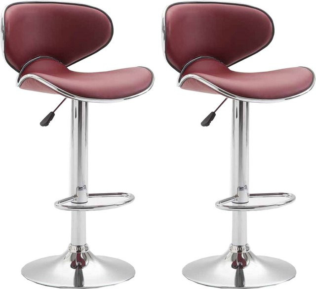 TPFLiving 2er Set Barhocker Las Palmas in Bordeauxrot mit Kunstleder und Chromoptik Metallgestell - Bild 1