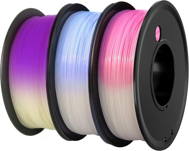 EasyThreed UV-Farbwechsel PLA Filament 1,75 mm für FDM 3D-Drucker, Blau Lila Rosa - Bild 1