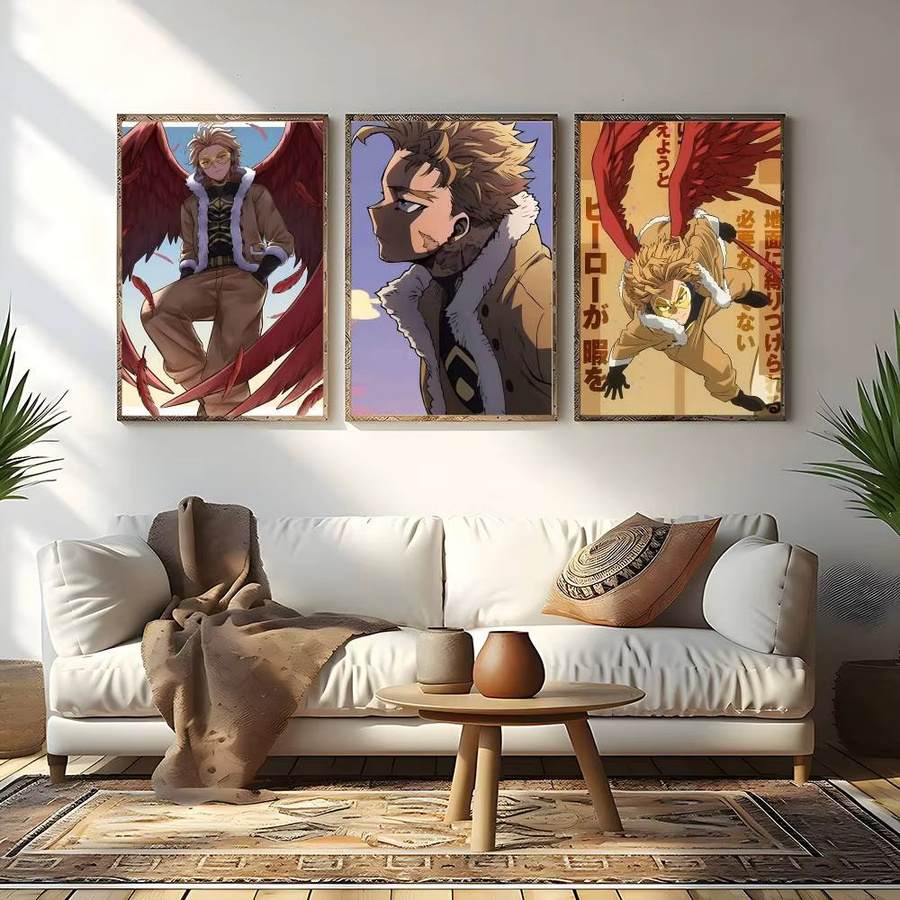 Wasserfestes Anime My Hero Academia Hawks Cartoon-Poster als klebriger Papieraufkleber für deine Heimdekoration, Mehrfarbig - Bild 3