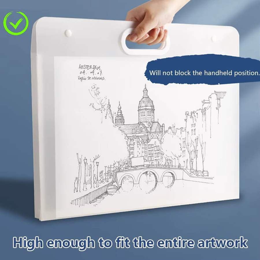 Transparente Aktenordner Aufbewahrungstasche aus Kunststoff für A2 A3 A4 Papier, wasserdichte Zeichentasche mit vier Schichten in Weiß - Bild 3