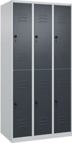C+P Doppelstock-Spind Classic PLUS mit 3 Abteilen, Grau und Anthrazit, H x B x T: 185 x 90 x 50 cm - Bild 1