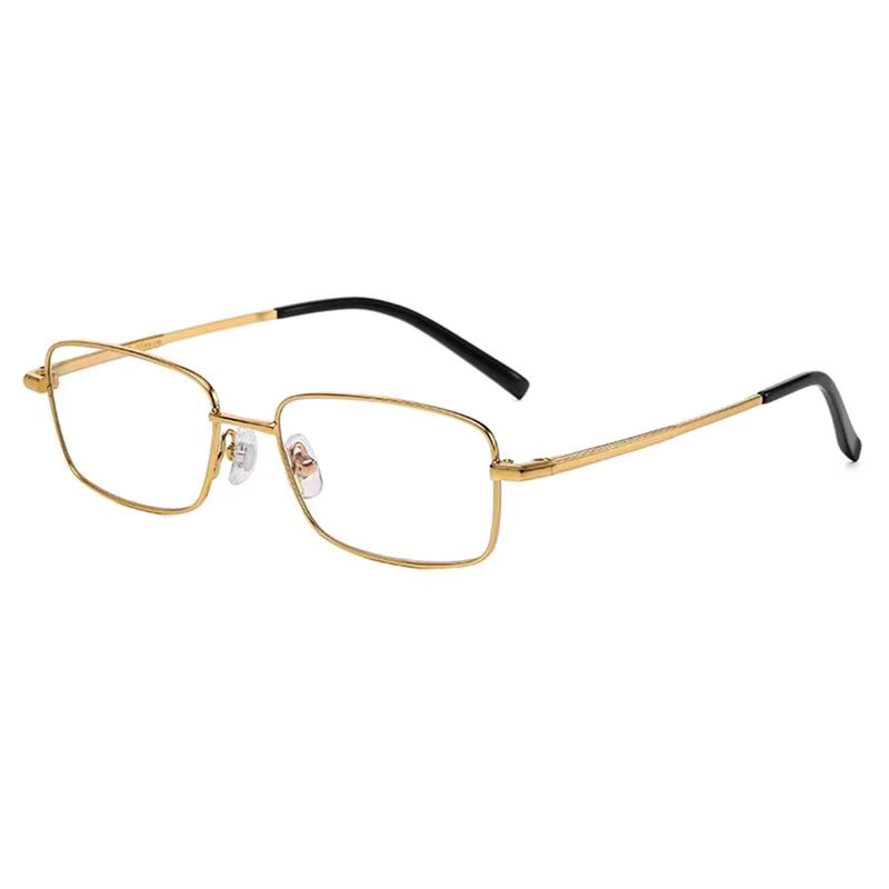 LOERHUNAR Lesebrille, Titanlegierung, quadratisch, Vollrand, gold, Unisex - Bild 3