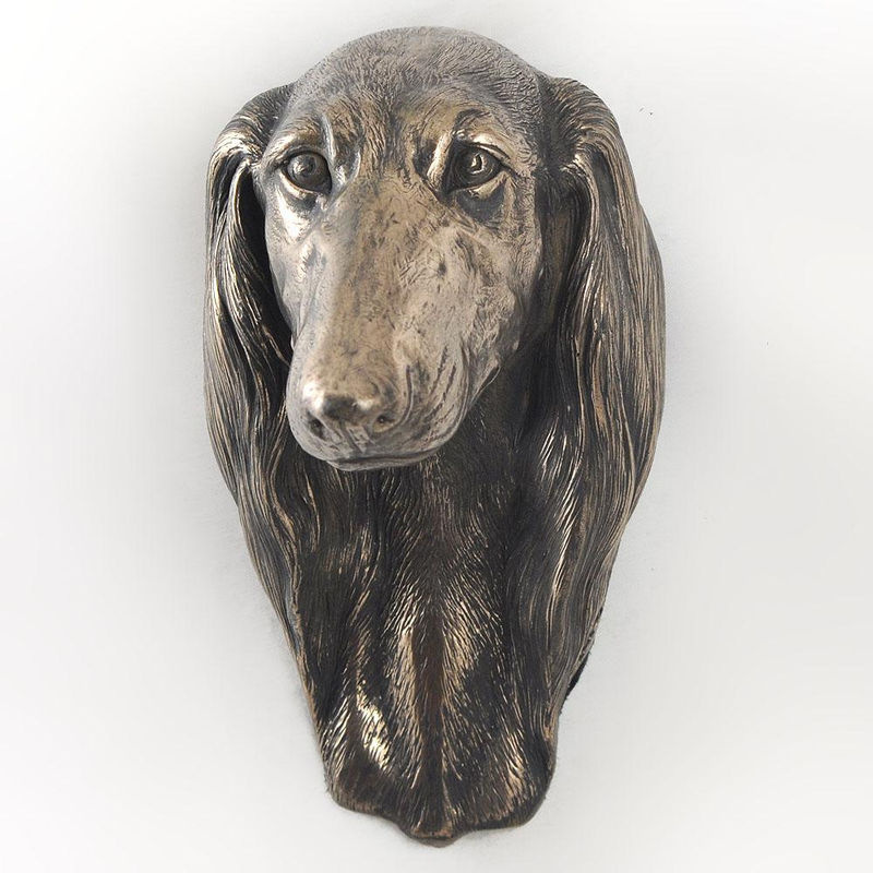 Art-Dog Saluki Hundestatue als hängende Büste in Bronze und Silber aus Kunstharz zur Dekoration - Bild 6