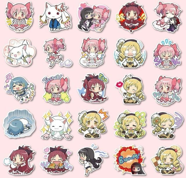 48 Stück Cartoon Puella Magi Madoka Magica Aufkleber in Multicolour für dein DIY Notizbuch und zur Dekoration - Bild 1