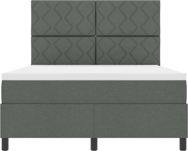 vidaXL Boxspringbett mit Matratze in Grau, modernes Design mit Taschenfederkern und Polsterrahmen, B/T/H: 160 x 200 x 128 cm - Bild 1