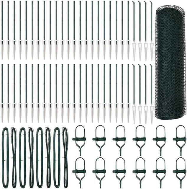 vidaXL Maschenzaun aus Stahl und PVC in Grün, Höhe: 1 m, Breite: 100 cm - Bild 1