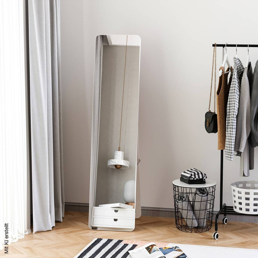 HOMCOM Standspiegel aus Kiefernholz in Weiß, B/H/T: 37 x 156 x 43 cm - Bild 3