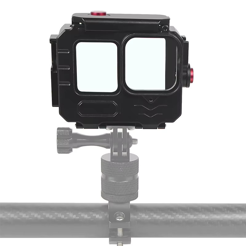 Wasserdichtes Aluminium Tauchgehäuse und Schutzrahmen mit Kaltgaragen-Montage für GoPro 9, 10, 11, 12 und 13 in Schwarz - Bild 4